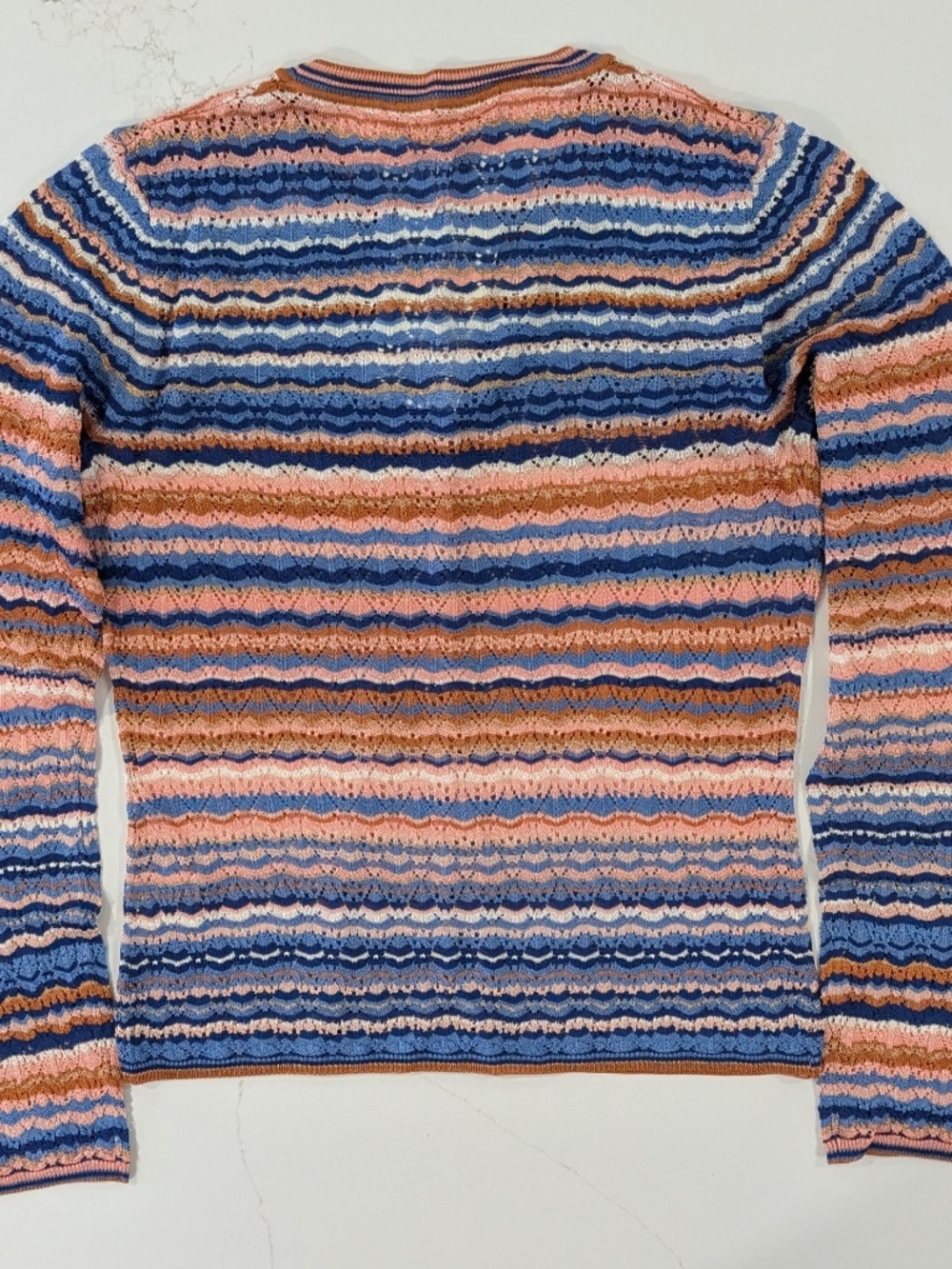 Ulla Johnson Lunaire Knit Top Large L Sunset Stripe Long Sleeve Pointelle NWT - Picture 3 of 10